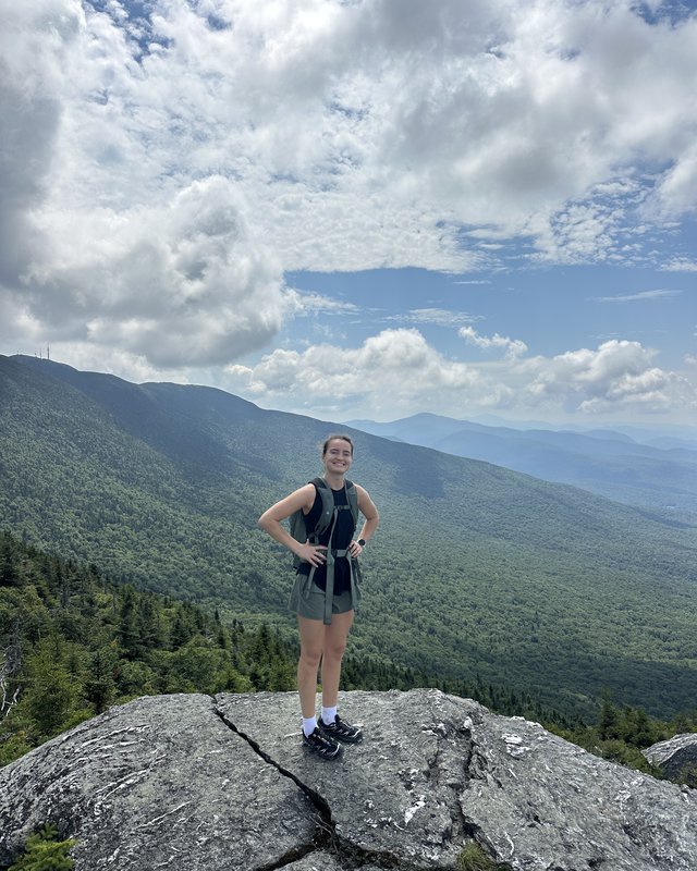 Hiking a mountain summit in Vermont
